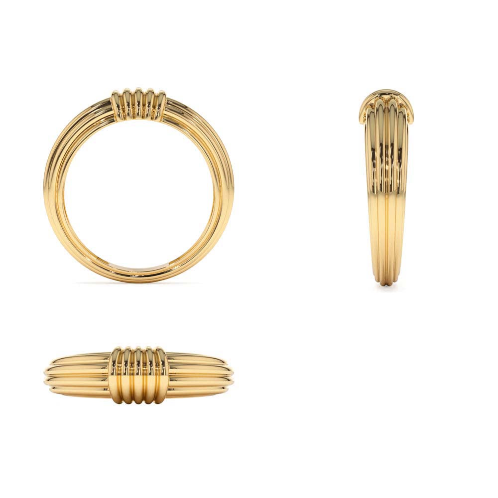 14K Ribbed Dome Graduating Gold Ring - view 5