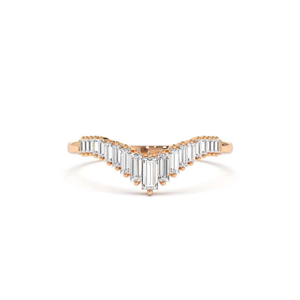 14K Baguette Diamond Curved Tiara Ring - view 2