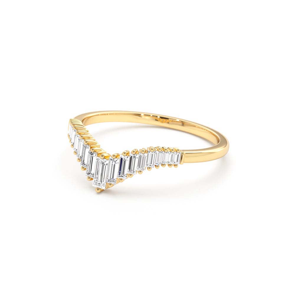 14K Baguette Diamond Curved Tiara Ring - view 4