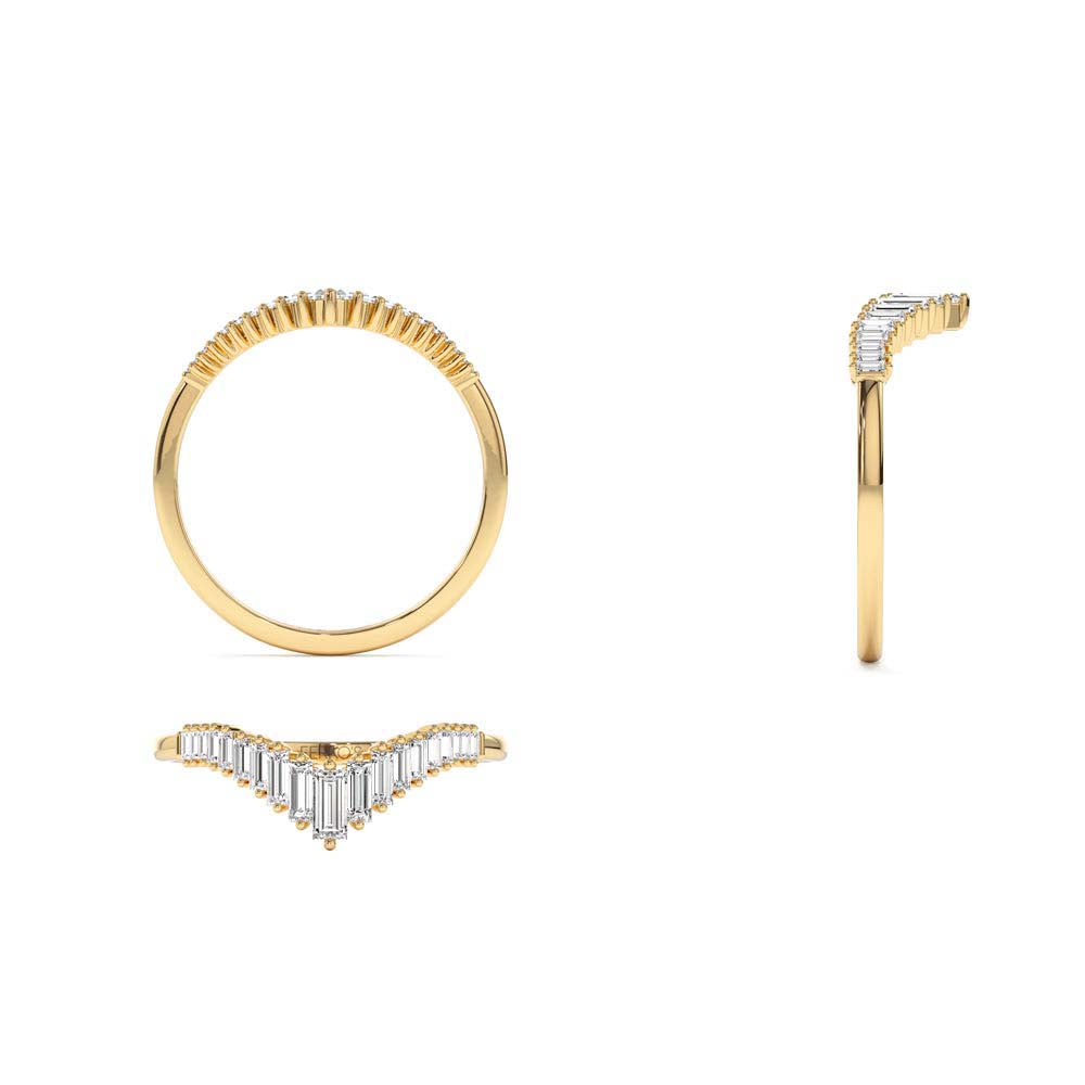 14K Baguette Diamond Curved Tiara Ring - view 5
