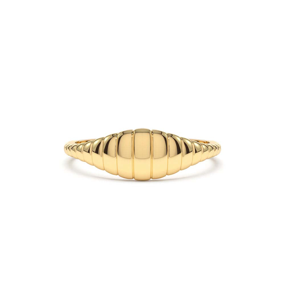 14K Minimalist Wave Signet Ring by Orlina Fine