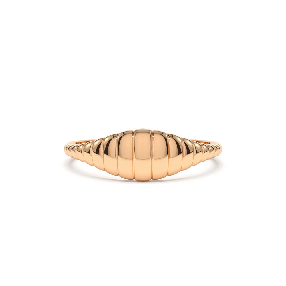 14K Minimalist Wave Signet Ring - view 2