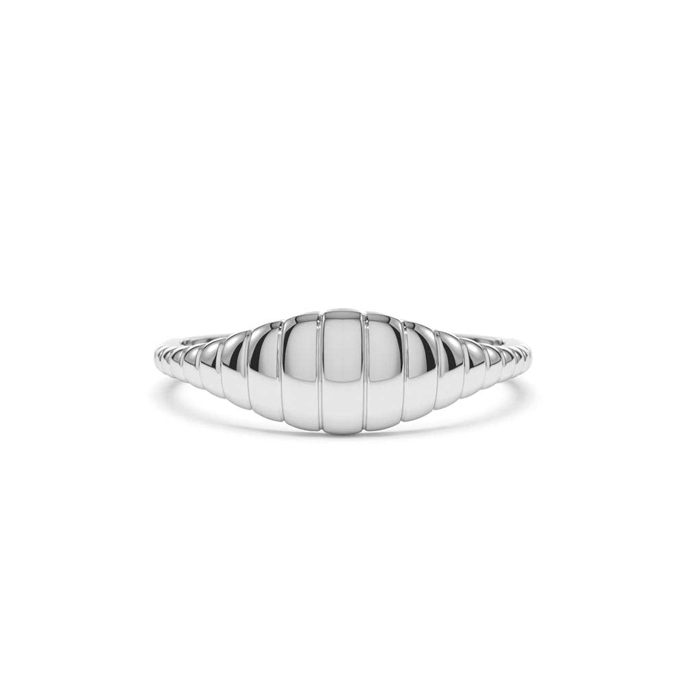 14K Minimalist Wave Signet Ring - view 3