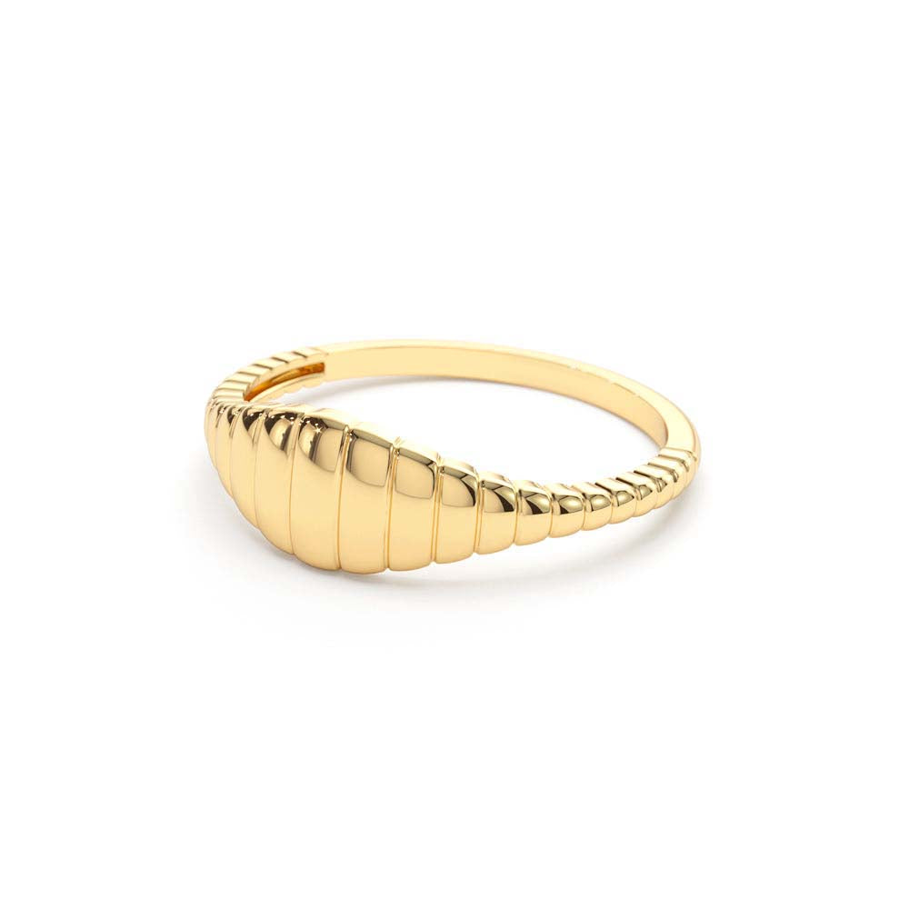 14K Minimalist Wave Signet Ring - view 4