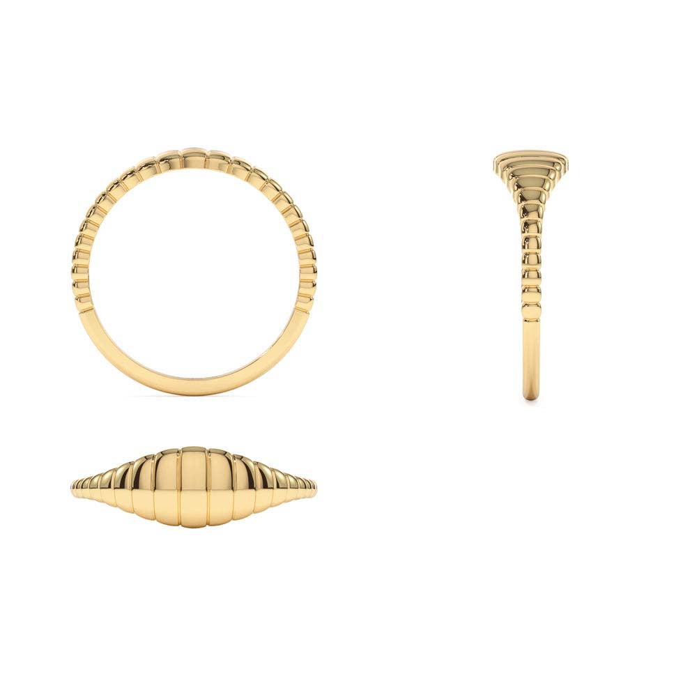 14K Minimalist Wave Signet Ring - view 5