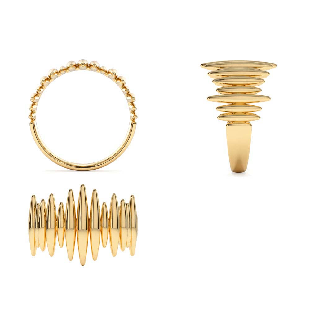 14K Unique Statement Gold Ring - view 5