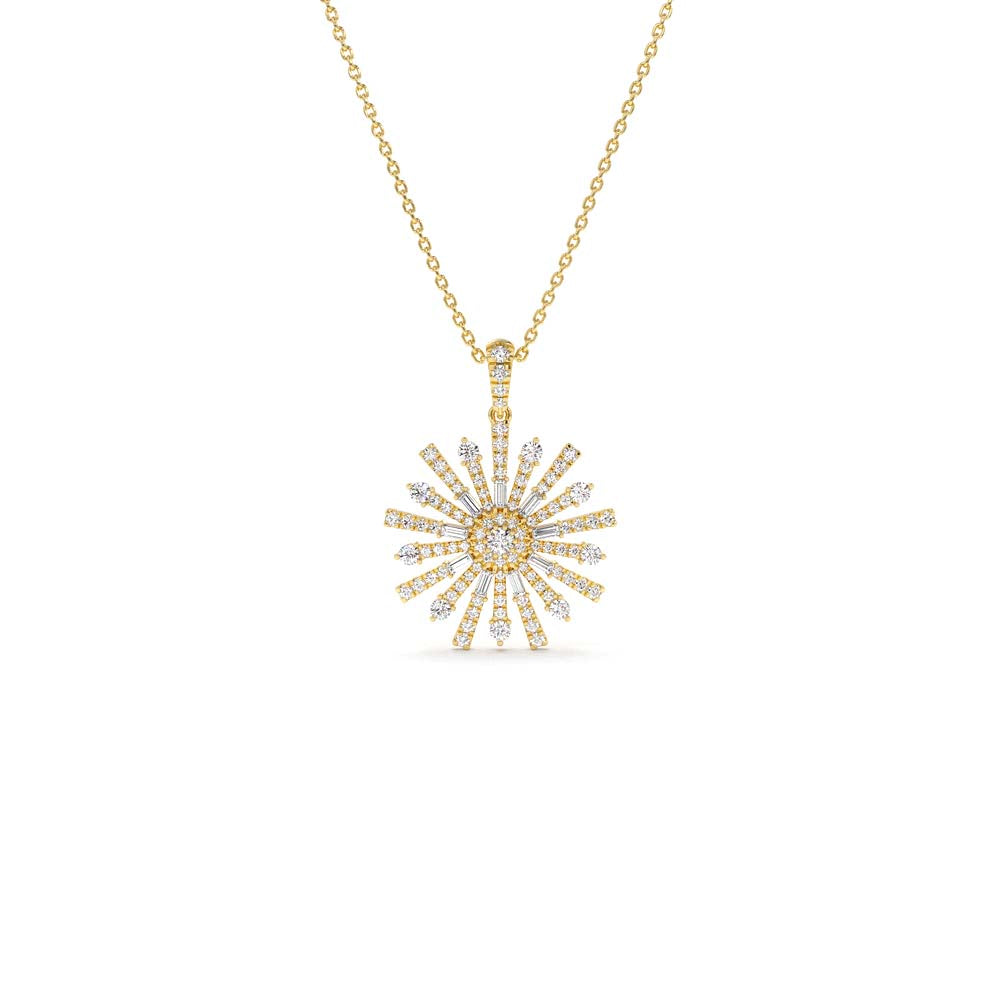 14K Baguette Diamond Unique Necklace by Orlina Fine
