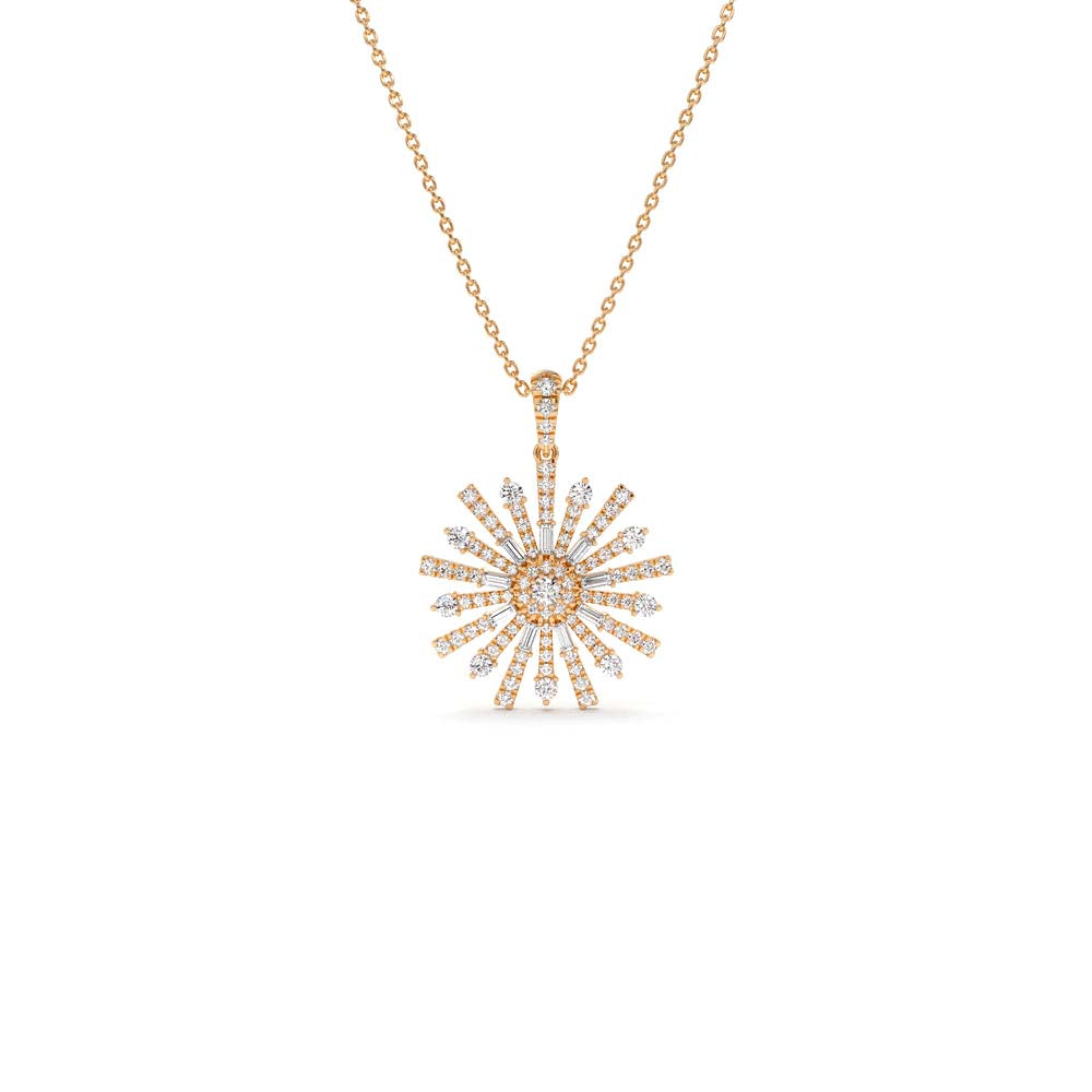 14K Baguette Diamond Unique Necklace - view 2