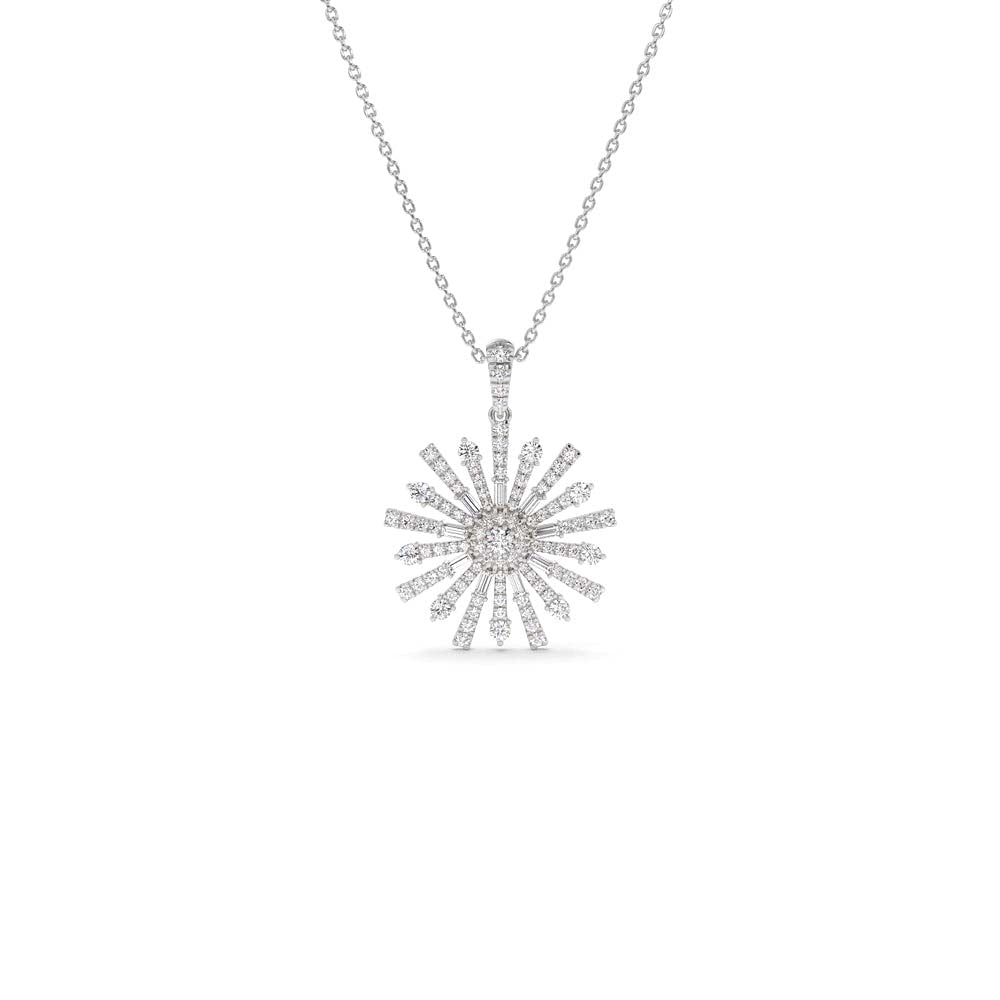14K Baguette Diamond Unique Necklace - view 3