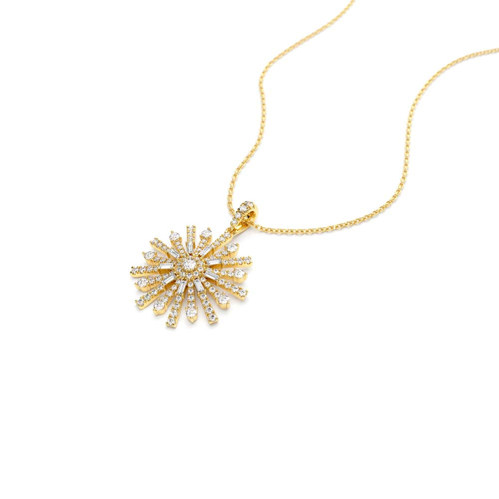 14K Baguette Diamond Unique Necklace - view 4