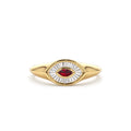 14K Marquise Shaped Ruby and Baguette Diamond Ring by Orlina Fine