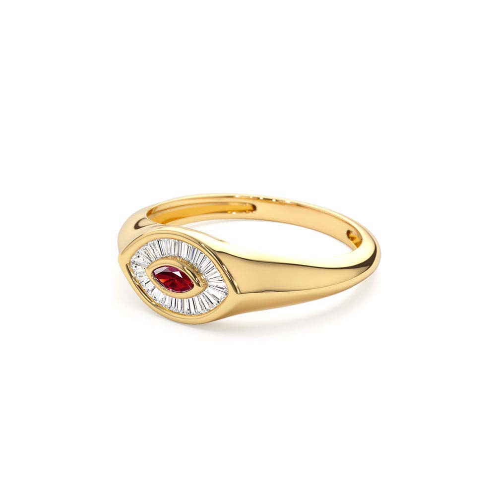 14K Marquise Shaped Ruby and Baguette Diamond Ring - view 4