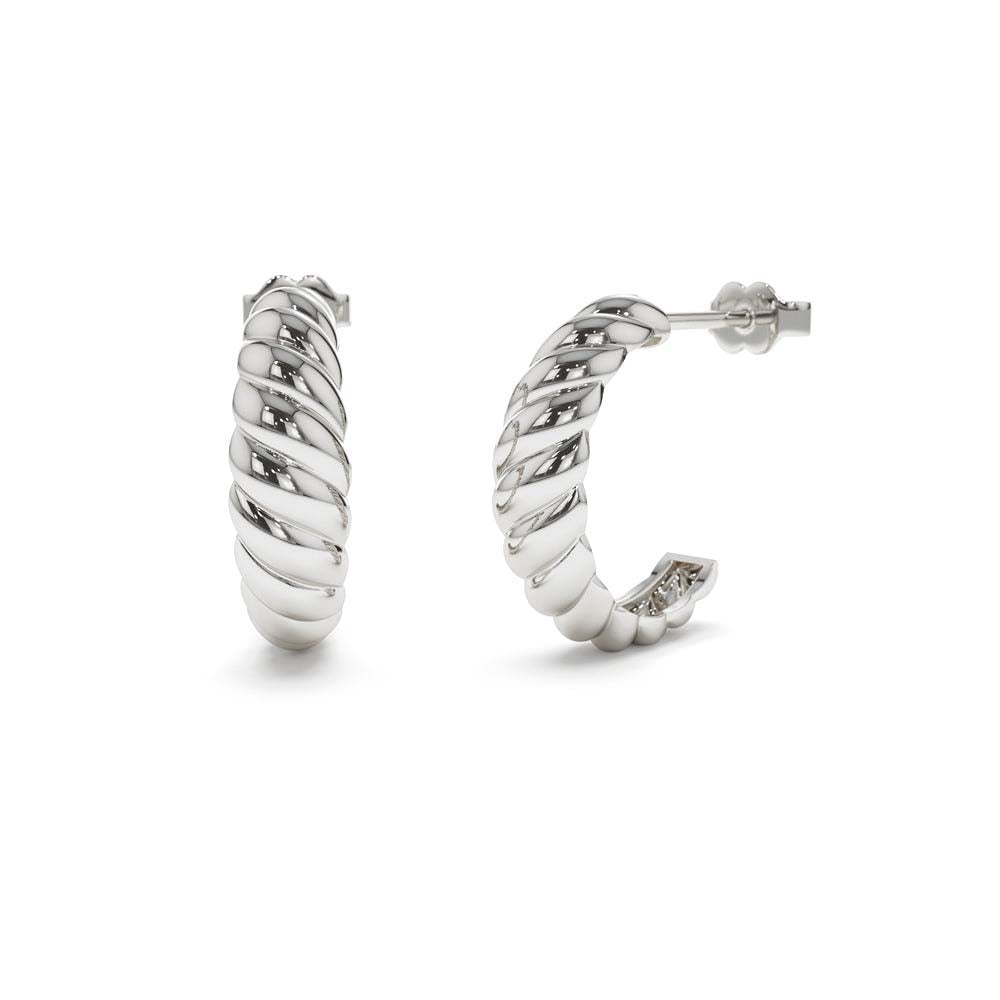 14K Solid Gold Croissant Earrings - view 3