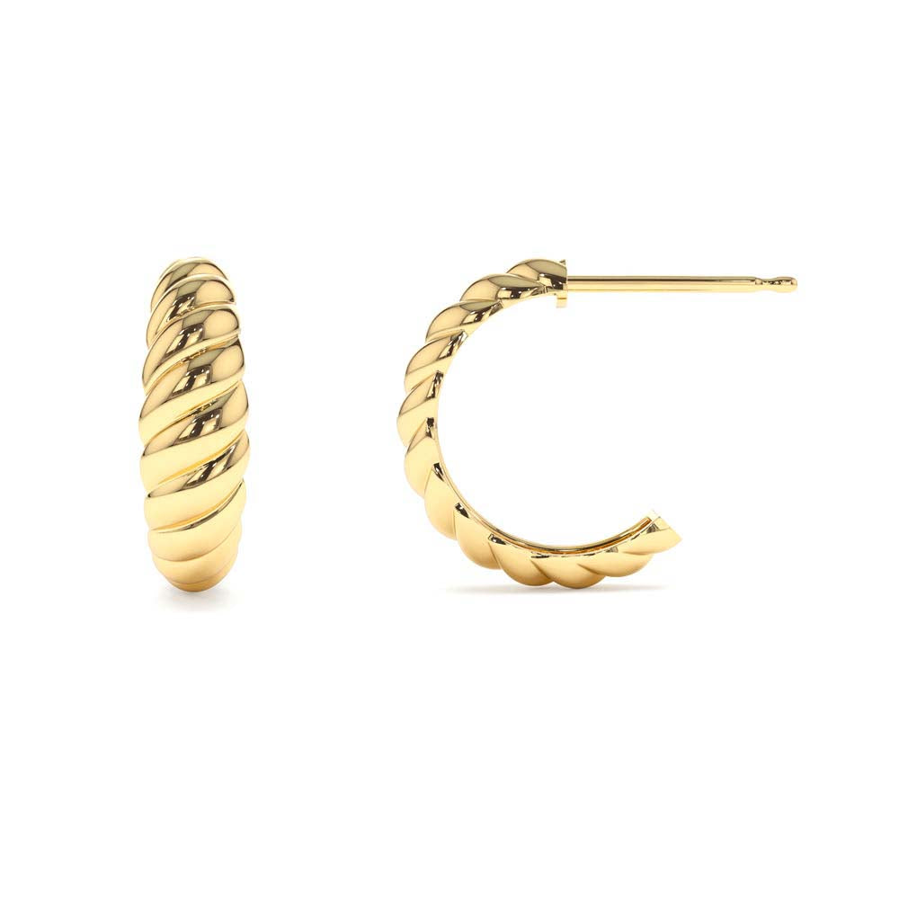 14K Solid Gold Croissant Earrings - view 4