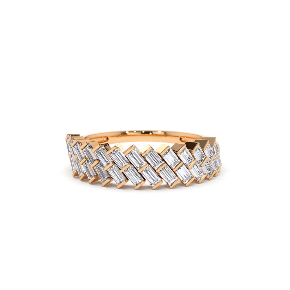 14K Double Row Diagonal Baguette Ring - view 2