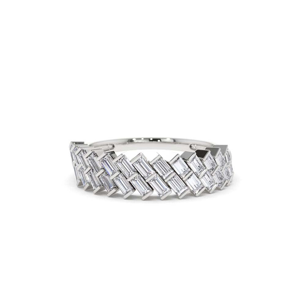 14K Double Row Diagonal Baguette Ring - view 3