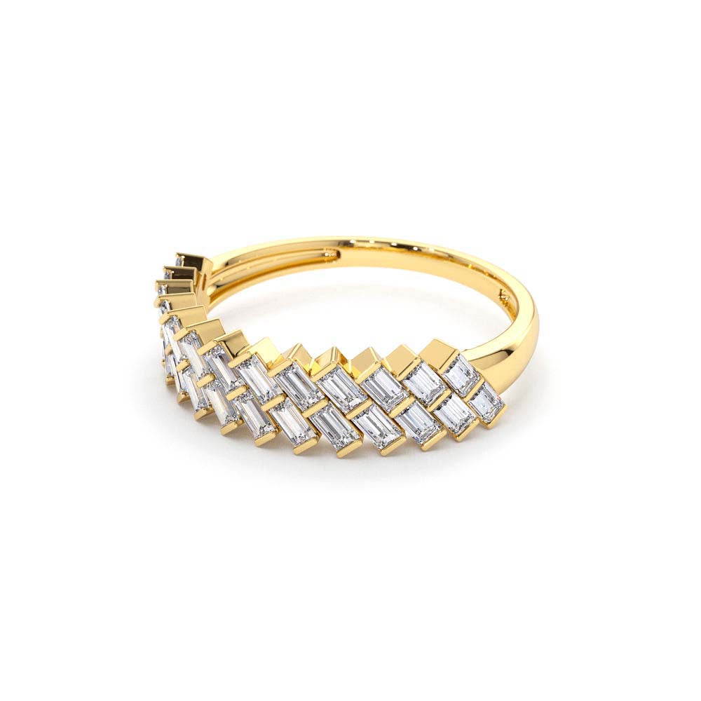 14K Double Row Diagonal Baguette Ring - view 4