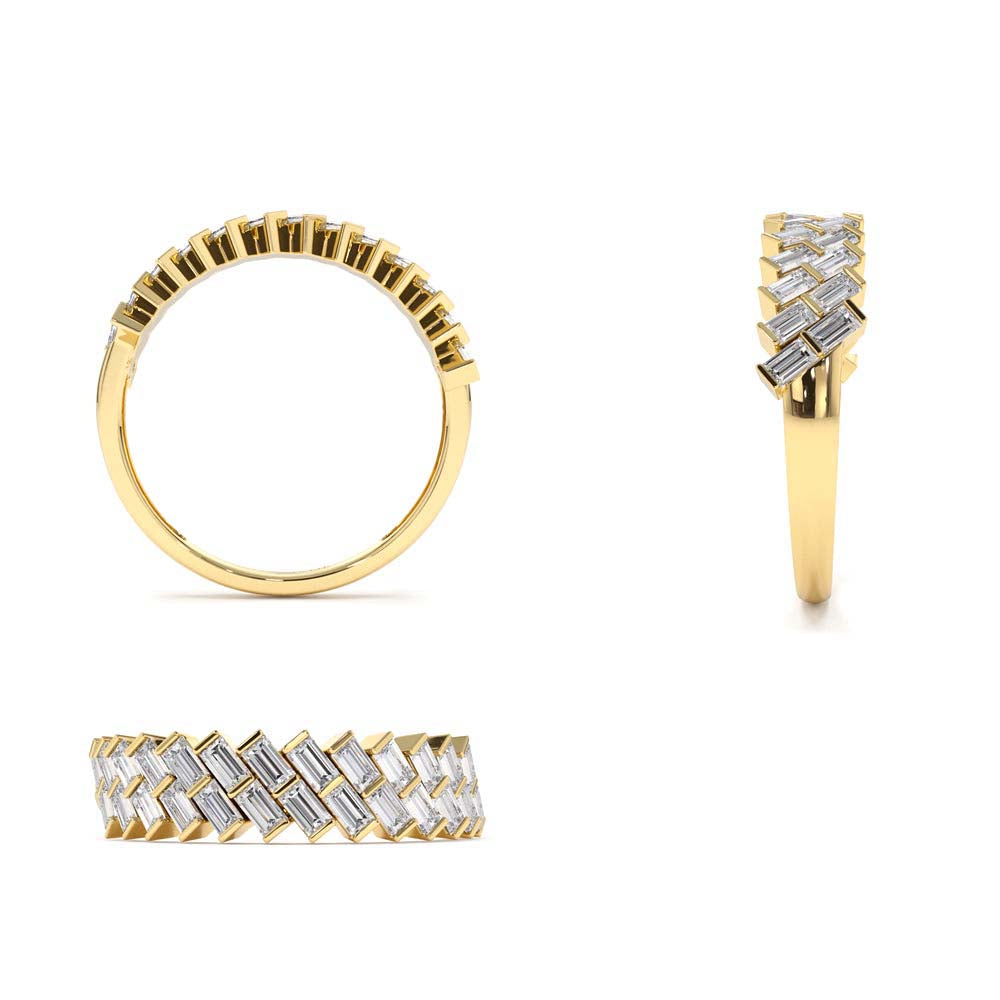 14K Double Row Diagonal Baguette Ring - view 5