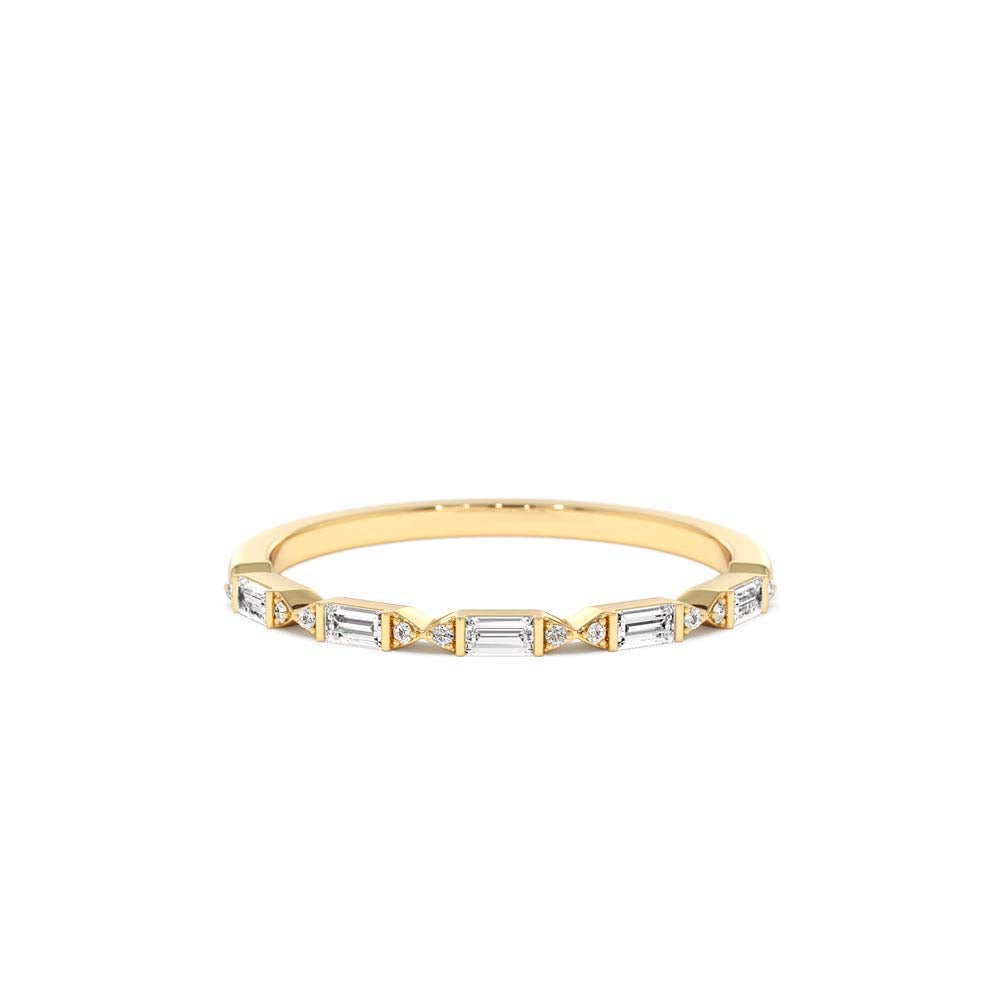 14K Stackable Dainty Baguette Diamond Ring by Orlina Fine