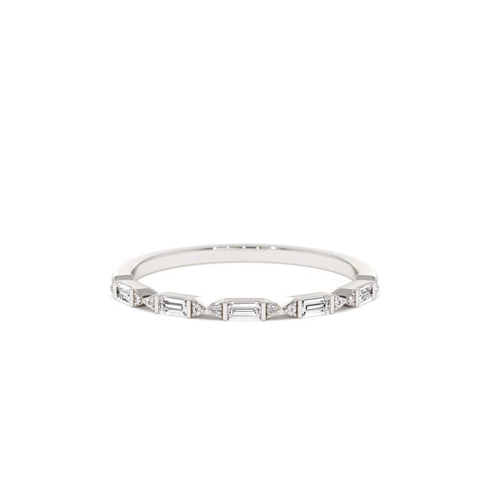 14K Stackable Dainty Baguette Diamond Ring - view 3