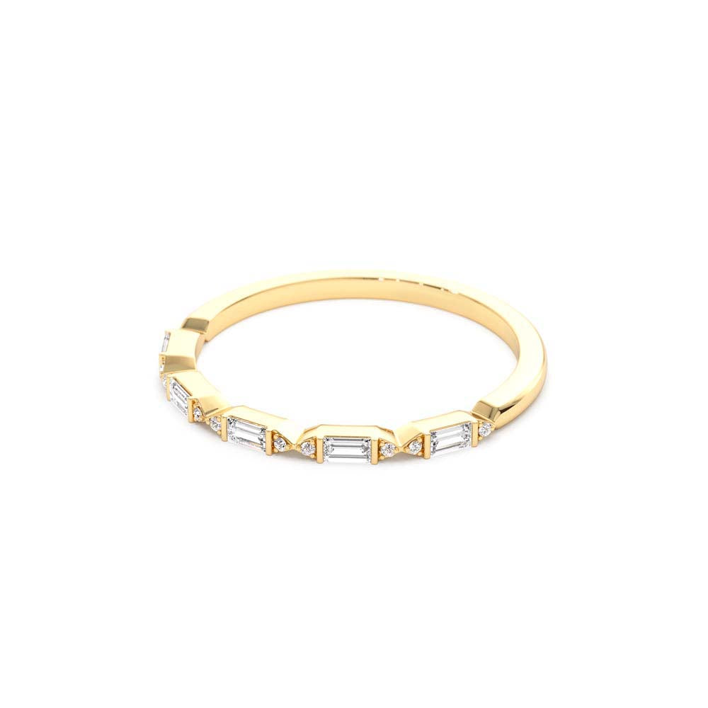 14K Stackable Dainty Baguette Diamond Ring - view 4