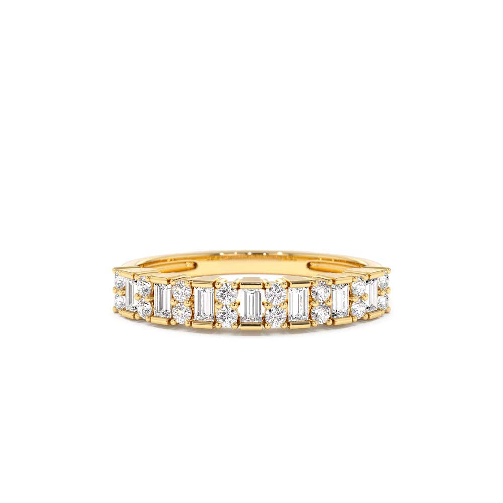 14K Vertical Baguette and Round Diamond Wedding Band by Orlina Fine