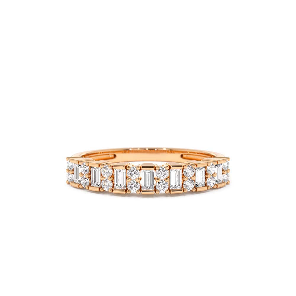 14K Vertical Baguette and Round Diamond Wedding Band - view 2