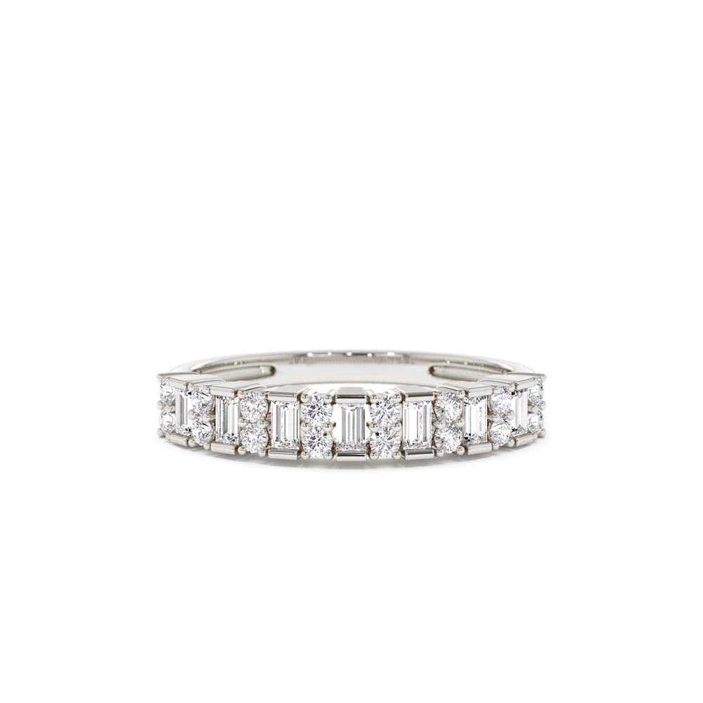 14K Vertical Baguette and Round Diamond Wedding Band - view 3