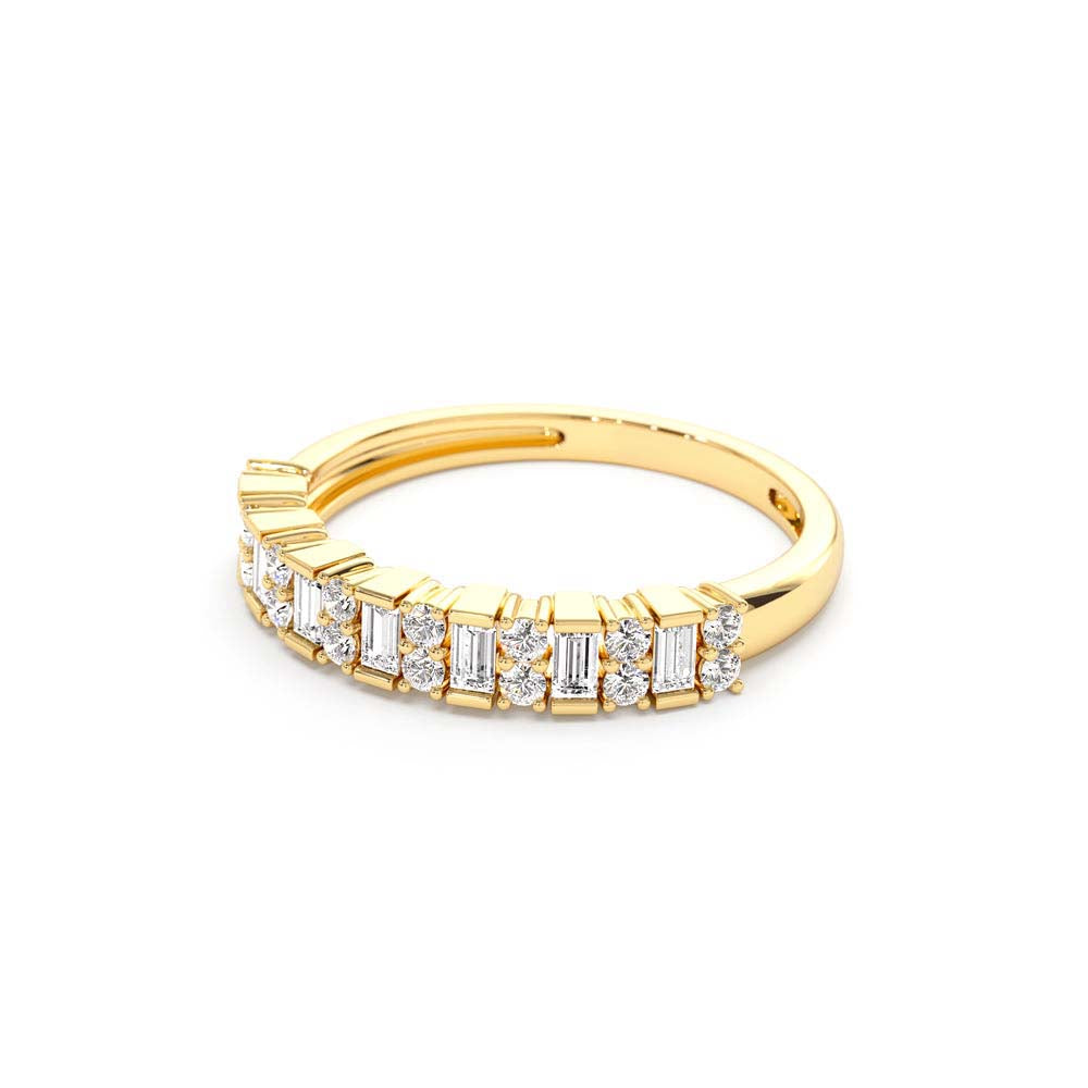 14K Vertical Baguette and Round Diamond Wedding Band - view 4