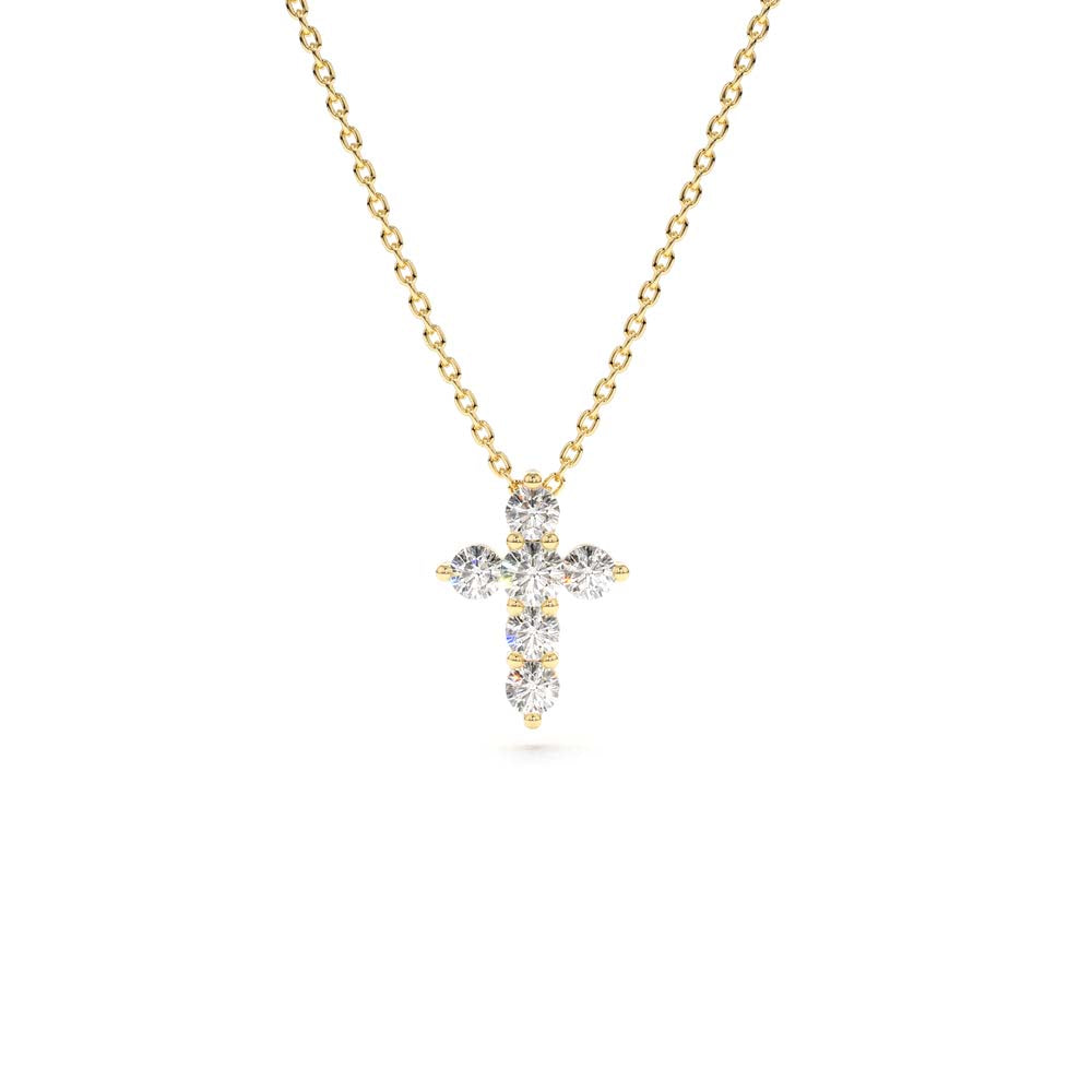 14K Gold Medium Diamond Cross Necklace by Orlina Fine