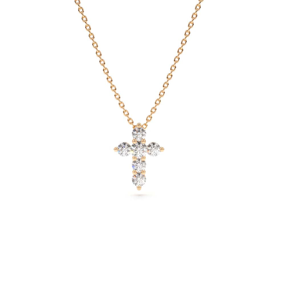 14K Gold Tiny Diamond Cross Necklace - view 2