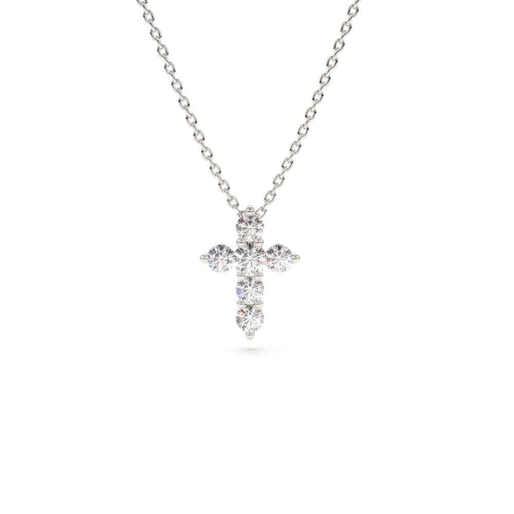 14K Gold Medium Diamond Cross Necklace - view 3