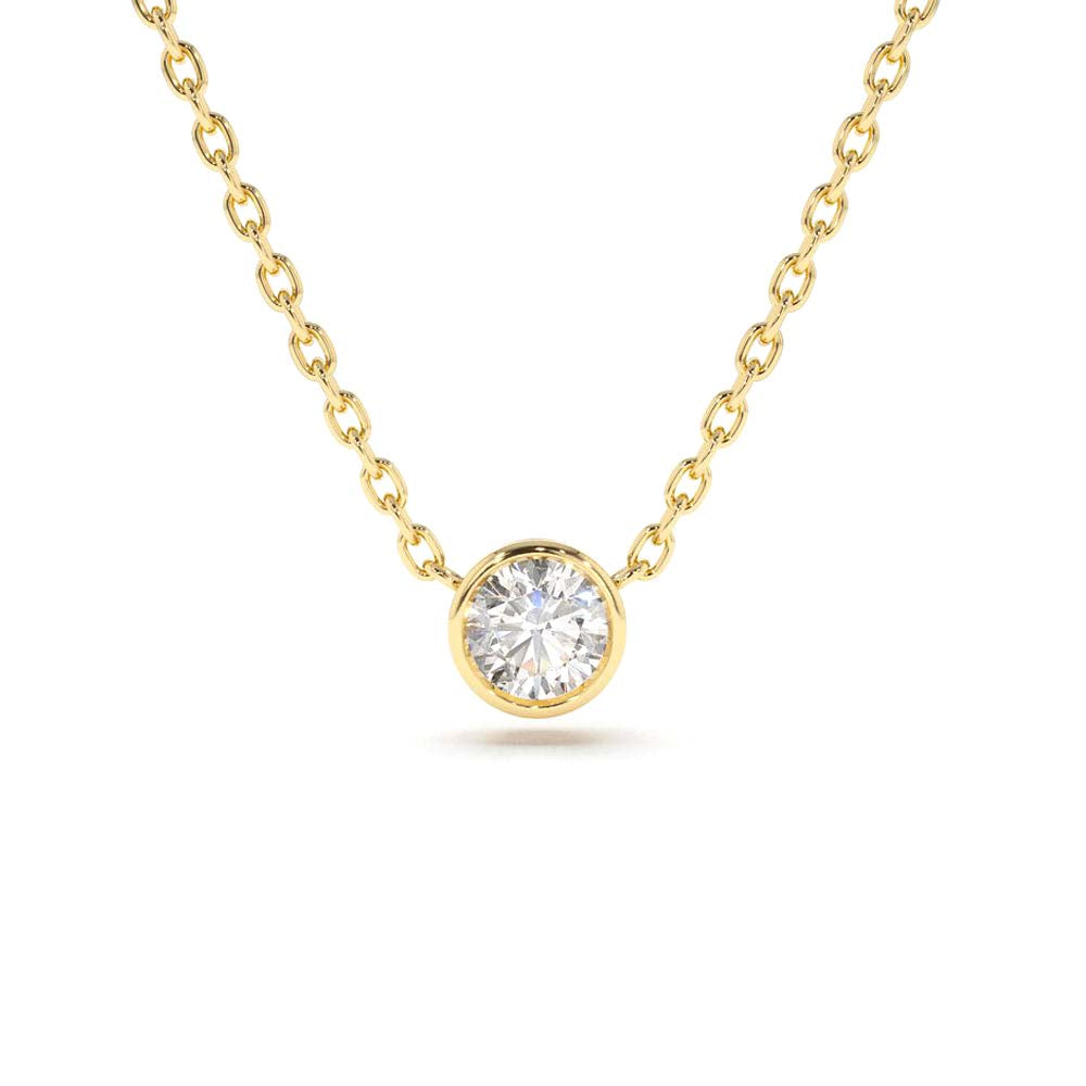 0.50 - 1.00 ctw 14k Bezel Setting Round Diamond Lab Grown Solitaire Necklace by Orlina Fine
