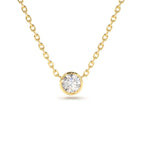 0.50 - 1.00 CTW 14K Bezel Setting Round Diamond Lab Grown Solitaire Necklace by Orlina Fine