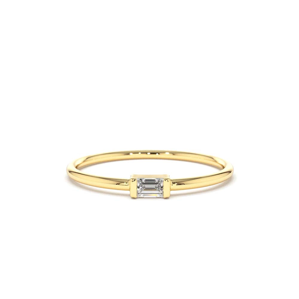 14K Single Baguette Solitaire Diamond Ring by Orlina Fine