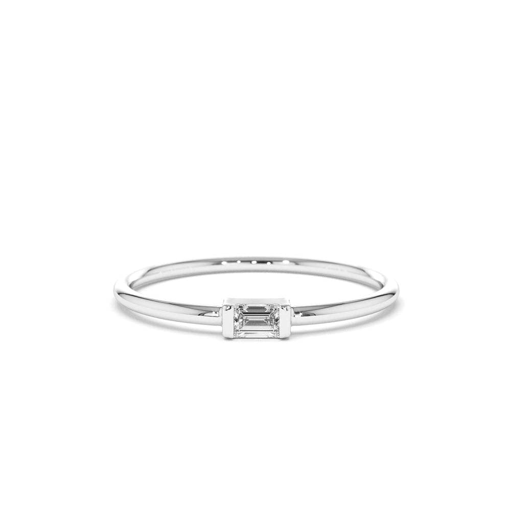14K Single Baguette Solitaire Diamond Ring - view 4