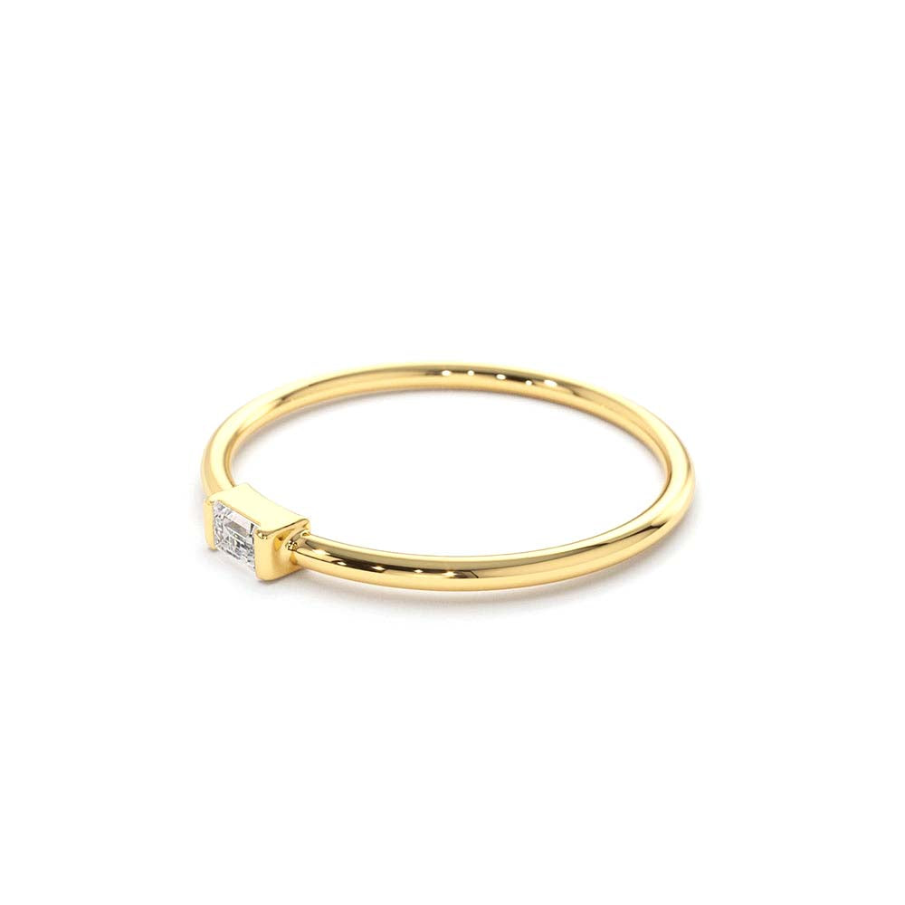 14K Single Baguette Solitaire Diamond Ring - view 5