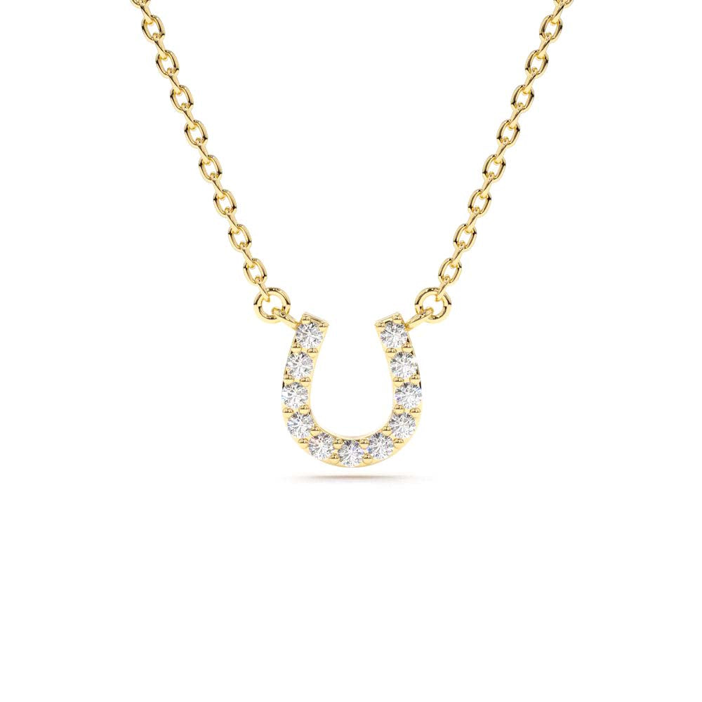 14K Mini Diamond Horseshoe Necklace by Orlina Fine