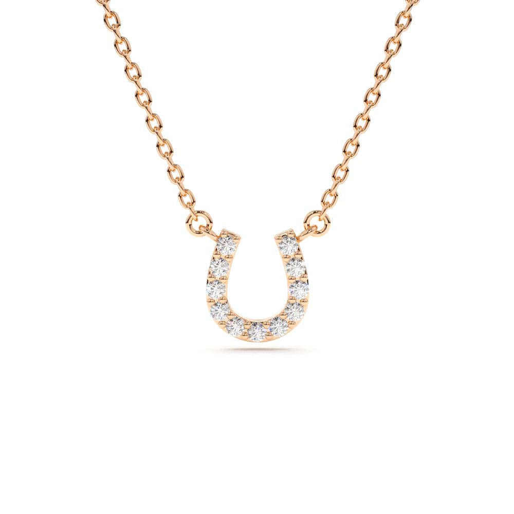 14K Mini Diamond Horseshoe Necklace - view 2