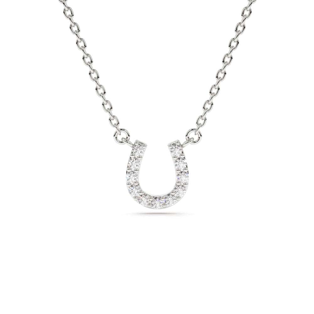 14K Mini Diamond Horseshoe Necklace - view 3