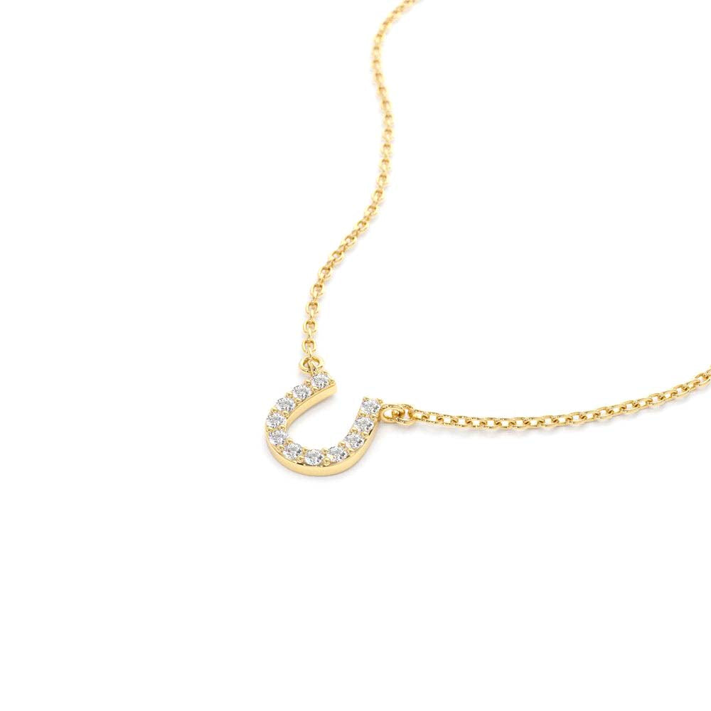 14K Mini Diamond Horseshoe Necklace - view 4