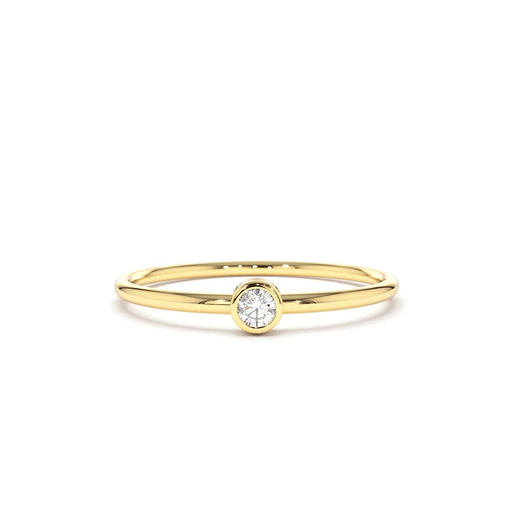 14K Gold Round Solitaire Diamond Ring by Orlina Fine