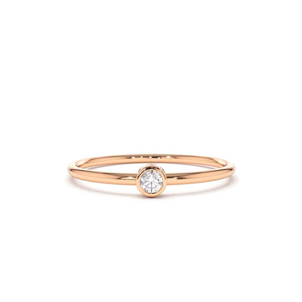 14K Gold Round Solitaire Diamond Ring - view 2