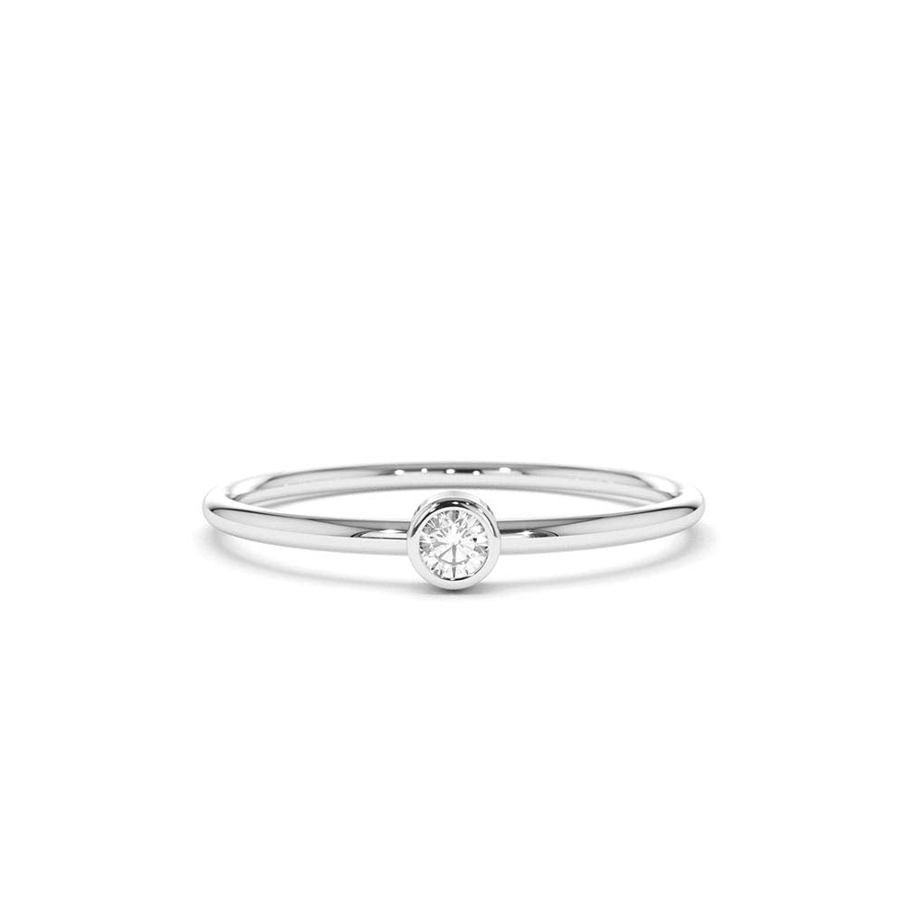 14K Gold Round Solitaire Diamond Ring - view 3
