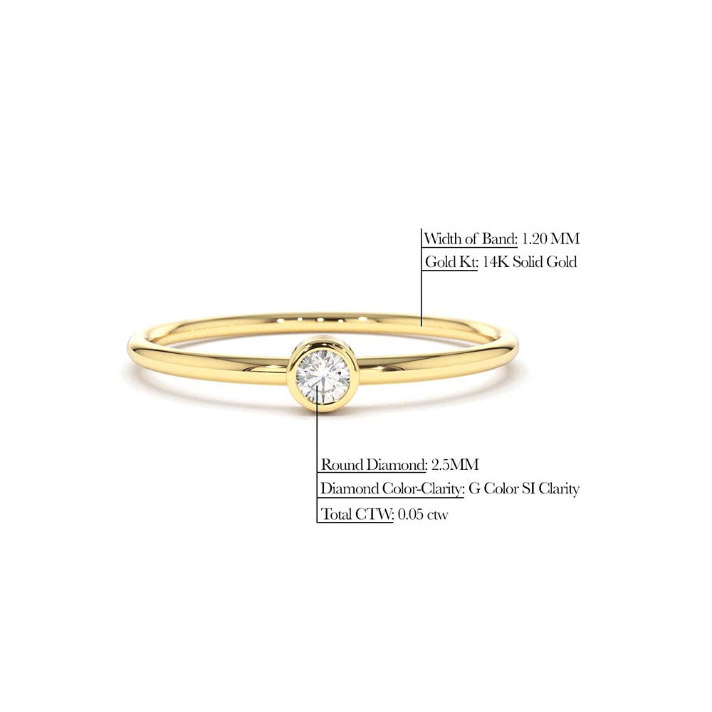 14K Gold Round Solitaire Diamond Ring - view 4