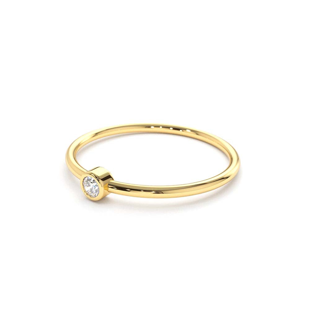 14K Gold Round Solitaire Diamond Ring - view 5