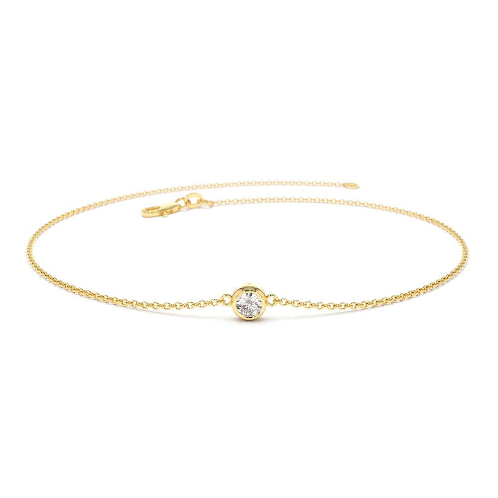 14K Dainty Diamond Solitaire Bracelet by Orlina Fine