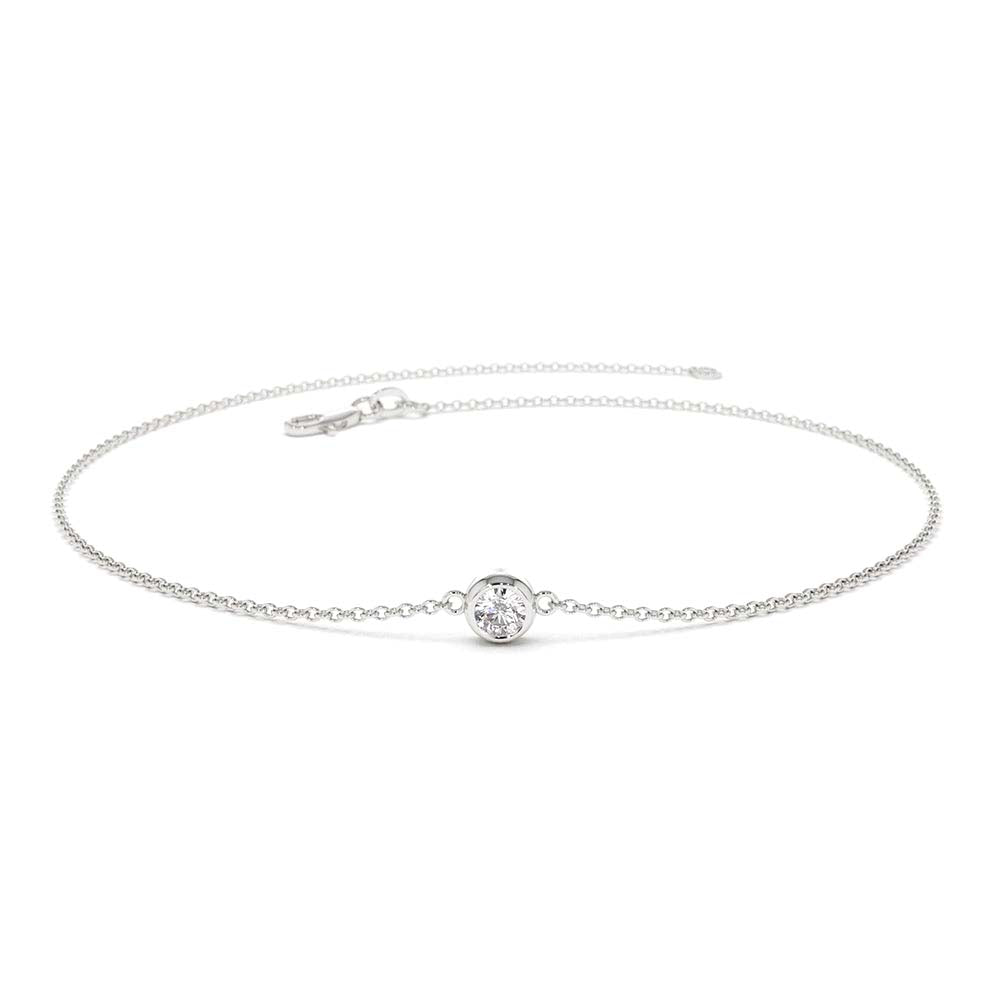 14K Gold Bezel Setting Diamond Solitaire Bracelet 0.05ctw - view 4