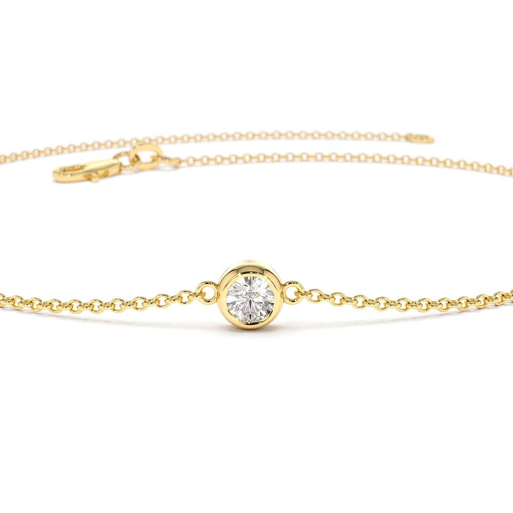 14K Dainty Diamond Solitaire Bracelet - view 6