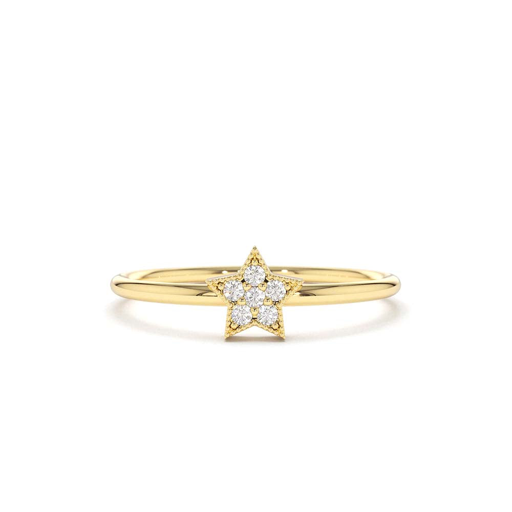 14K Gold Star Shaped Diamond Ring by Orlina Fine